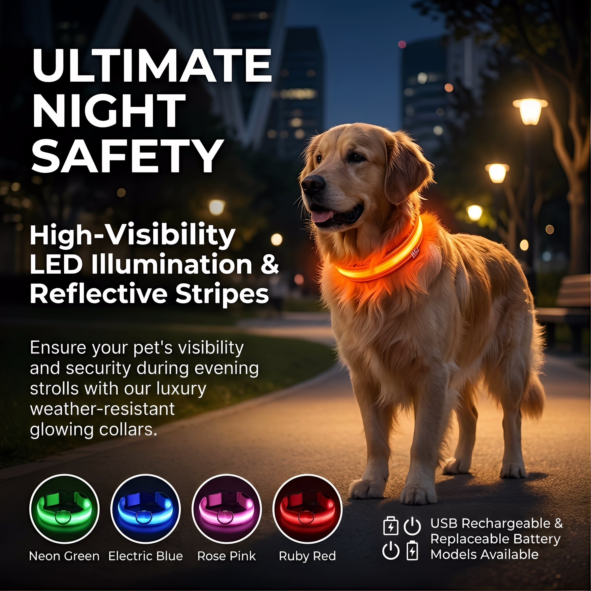 LED Pet Collar for Nightwalks